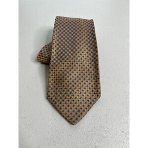 Fratelli Moda Gold and Blue Geometric Pattern 100% Silk Made in Italy Tie NWOT